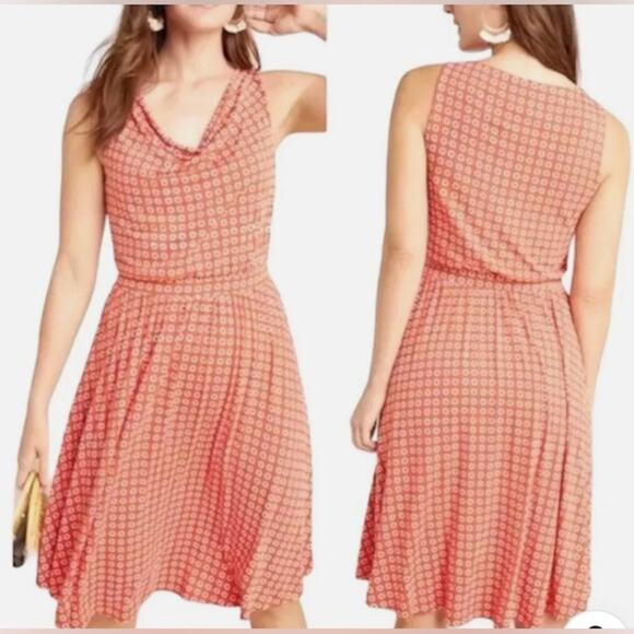 Maeve Orange Floral Brianne Cowl Neck Sleeveless Dress Size M - Picture 2 of 9